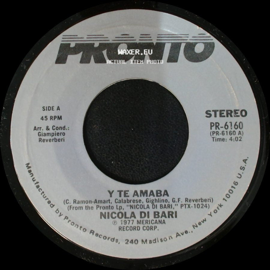 Nicola Di Bari - Y Te Amaba / La Mas Bella Del Mundo side A