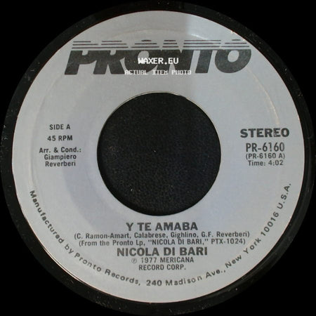 Nicola Di Bari - Y Te Amaba / La Mas Bella Del Mundo side A