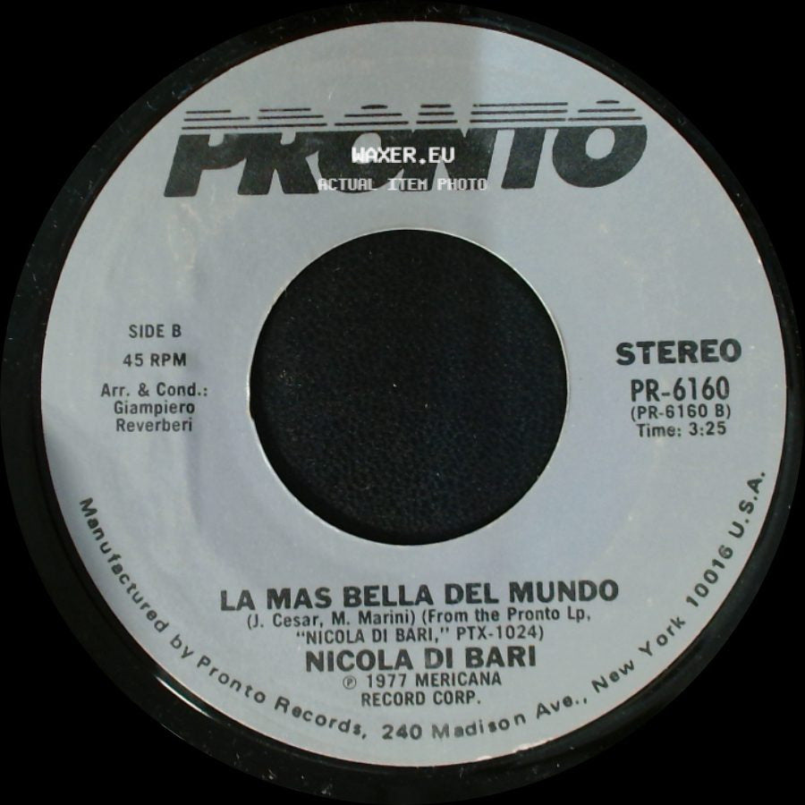 Nicola Di Bari - Y Te Amaba / La Mas Bella Del Mundo side B