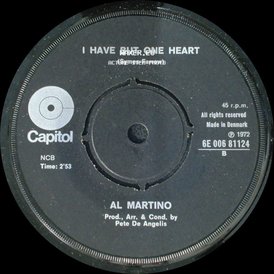 Al Martino - I Have But One Heart / Speak Softly Love (Love Theme From The Film "The Godfather" - "Der Pate") side A