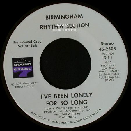 Birmingham Rhythm Section - I've Been Lonely For So Long / I've Been Lonely For So Long side A