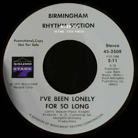 Birmingham Rhythm Section - I've Been Lonely For So Long / I've Been Lonely For So Long side B