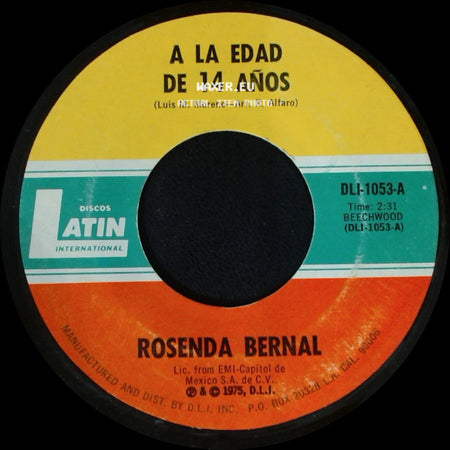 Rosenda Bernal - A La Edad De 14 Años / El Sauce Y La Palma side A