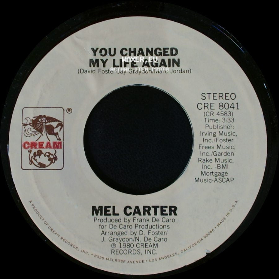 Mel Carter - You Changed My Life Again / I Don't Want To Get Over You side A