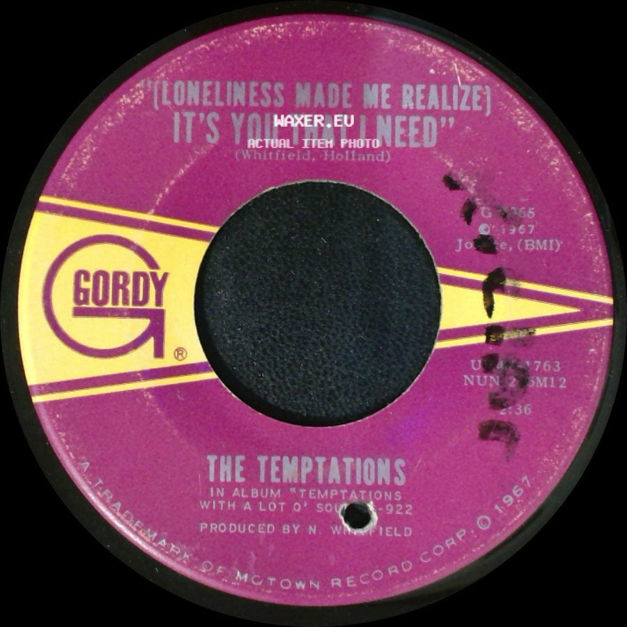 The Temptations - Don't Send Me Away / [Loneliness Made Me Realize] It's You That I Need side B