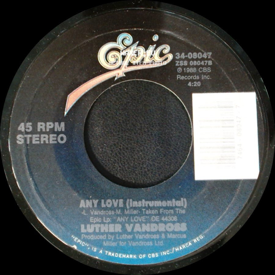 Luther Vandross - Any Love (Instrumental) / Any Love side A