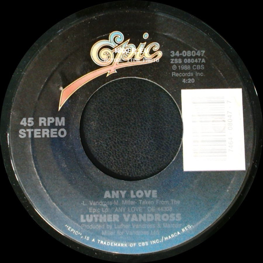 Luther Vandross - Any Love (Instrumental) / Any Love side B