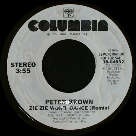 Peter Brown - Zie Zie Won't Dance (Remix) / Zie Zie Won't Dance (Remix) side A