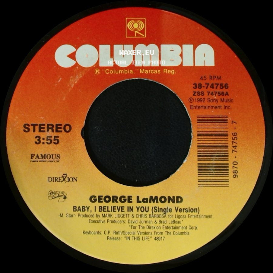 George Lamond - Baby, I Believe In You (Single Version) / Baby, I Believe In You (Head Boppin' Mix) side A