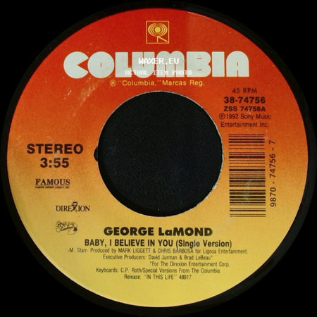George Lamond - Baby, I Believe In You (Single Version) / Baby, I Believe In You (Head Boppin' Mix) side A