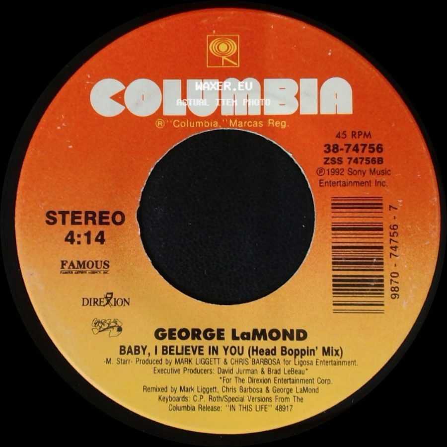 George Lamond - Baby, I Believe In You (Single Version) / Baby, I Believe In You (Head Boppin' Mix) side B