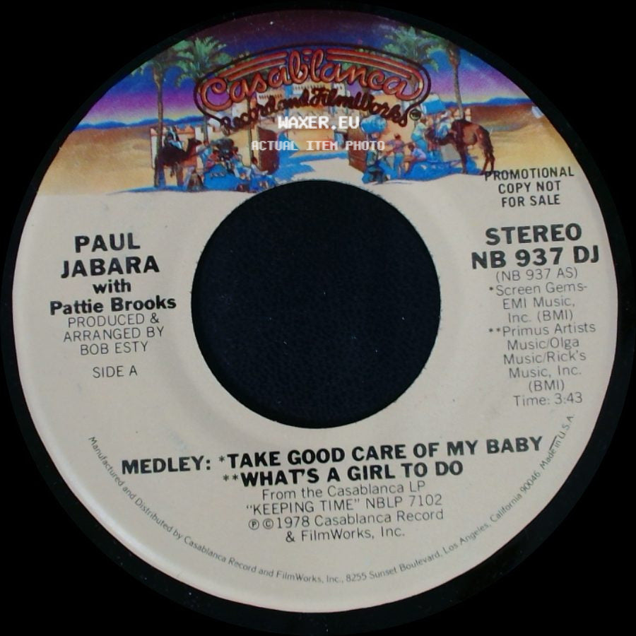 Paul Jabara With Pattie Brooks - Medley: Take Good Care Of My Baby / What's A Girl To Do / Medley: *Take Good Care Of My Baby / **Whats A Girl To Do side A