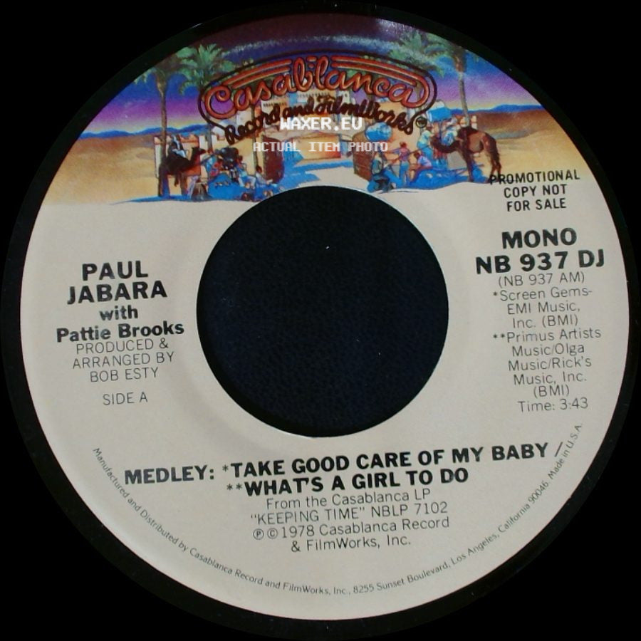 Paul Jabara With Pattie Brooks - Medley: Take Good Care Of My Baby / What's A Girl To Do / Medley: *Take Good Care Of My Baby / **Whats A Girl To Do side B