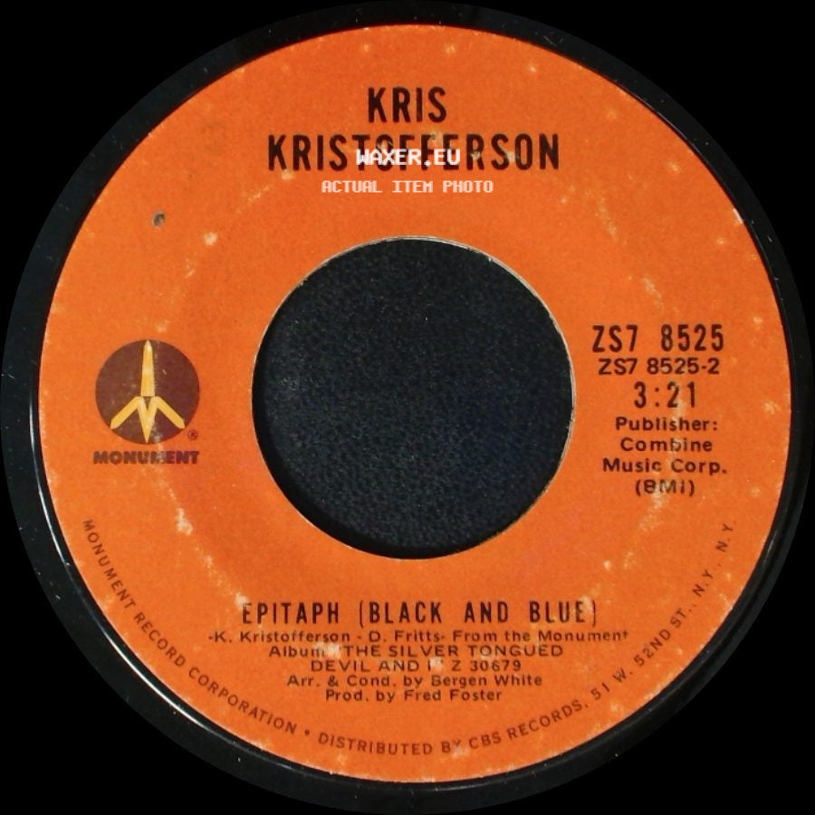 Kris Kristofferson - Loving Her Was Easier (Than Anything I'll Ever Do Again) / Epitaph (Black And Blue) side B