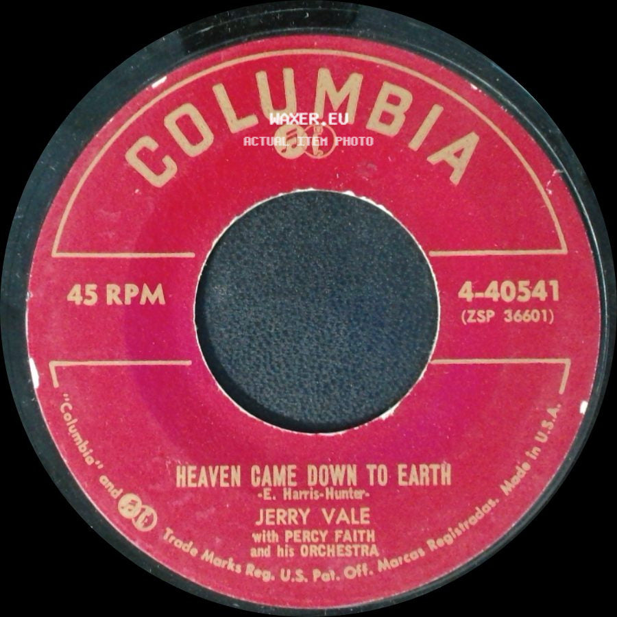 Jerry Vale With Percy Faith And His Orchestra / Jerry Vale - Magic Night / Heaven Came Down To Earth side B