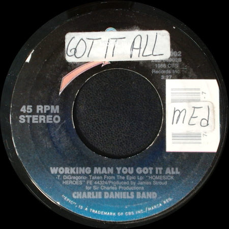 Charlie Daniels Band - Boogie Woogie Fiddle Country Blues / Working Man You Got It All side B