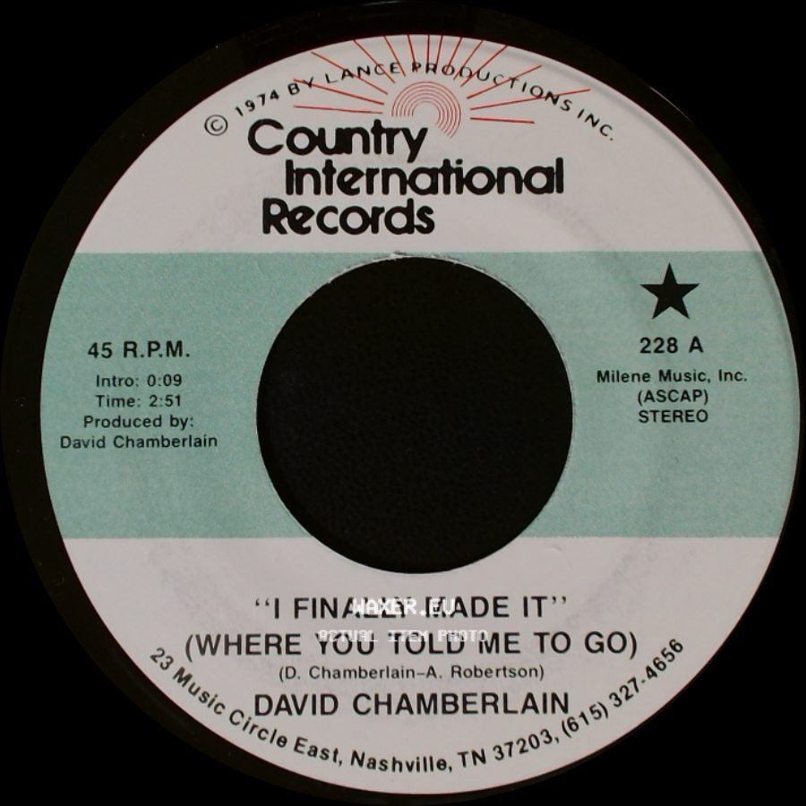 David Chamberlain - Friends In Low Places / I Finally Made It (Where You Told Me To Go) side B