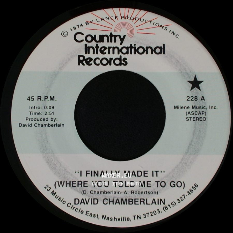 David Chamberlain - Friends In Low Places / I Finally Made It (Where You Told Me To Go) side B