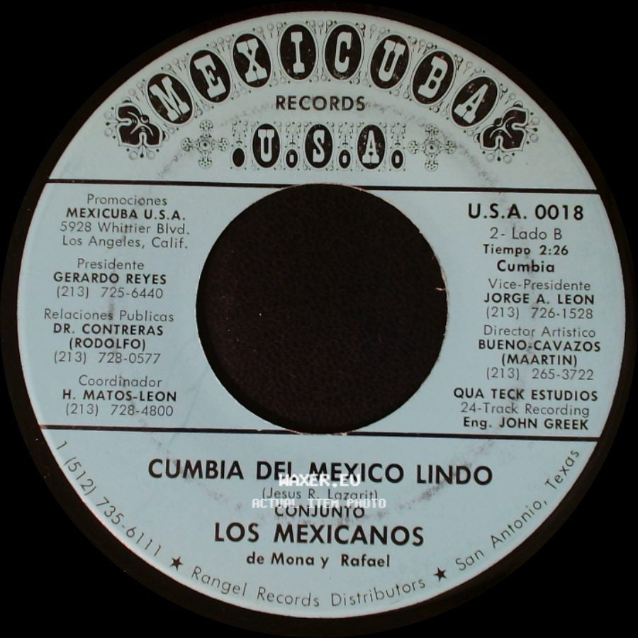 Grupo Los Mexicanos De Mona Y Rafael / Conjunto Los Mexicanos De Mona Y Rafael - Hoy Pensando / Cumbia Del Mexico Lindo side B
