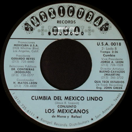Grupo Los Mexicanos De Mona Y Rafael / Conjunto Los Mexicanos De Mona Y Rafael - Hoy Pensando / Cumbia Del Mexico Lindo side B