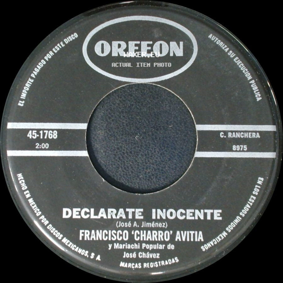 Francisco 'charro' Avitia Y Mariachi Popular De José Chávez - Simon Blanco / Declare Inocente side B