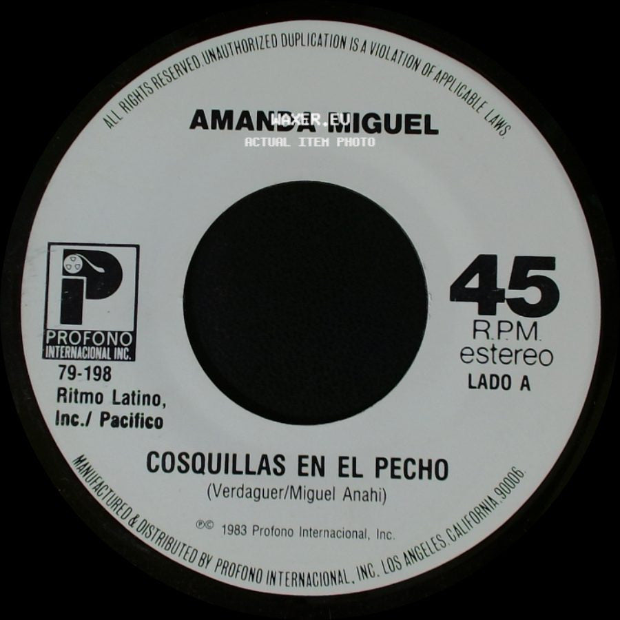 Amanda Miguel - Cosquillas En El Pecho / Igual Que Un Avion side A