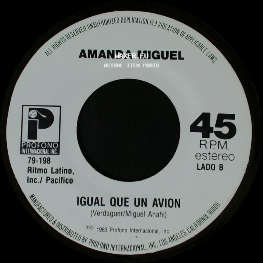 Amanda Miguel - Cosquillas En El Pecho / Igual Que Un Avion side B