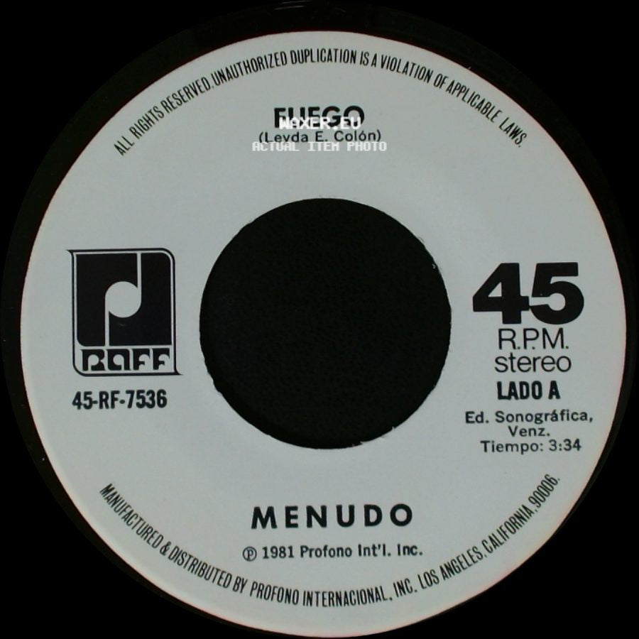 Menudo - Fuego / Llegaste Tu side A