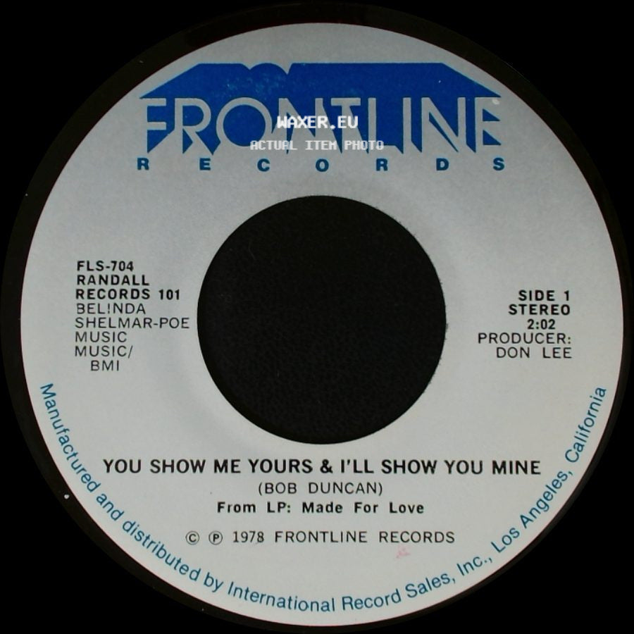 Randall / Randall Records 101 - You Show Me Yours & I'll Show You Mine / You're The Last Thing On My Mind side A