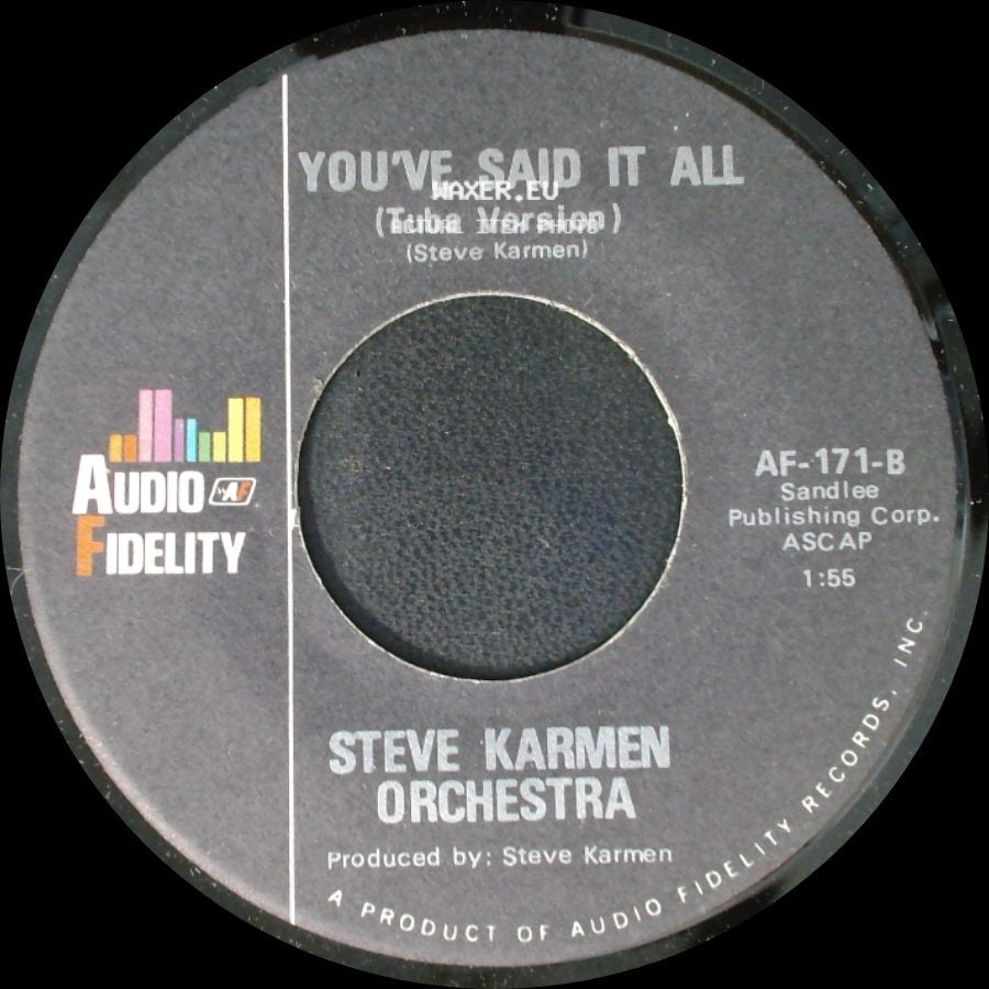 Steve Karmen Orchestra - You've Said It All (Four Feeling) / You've Said It All (Tuba Version) side B