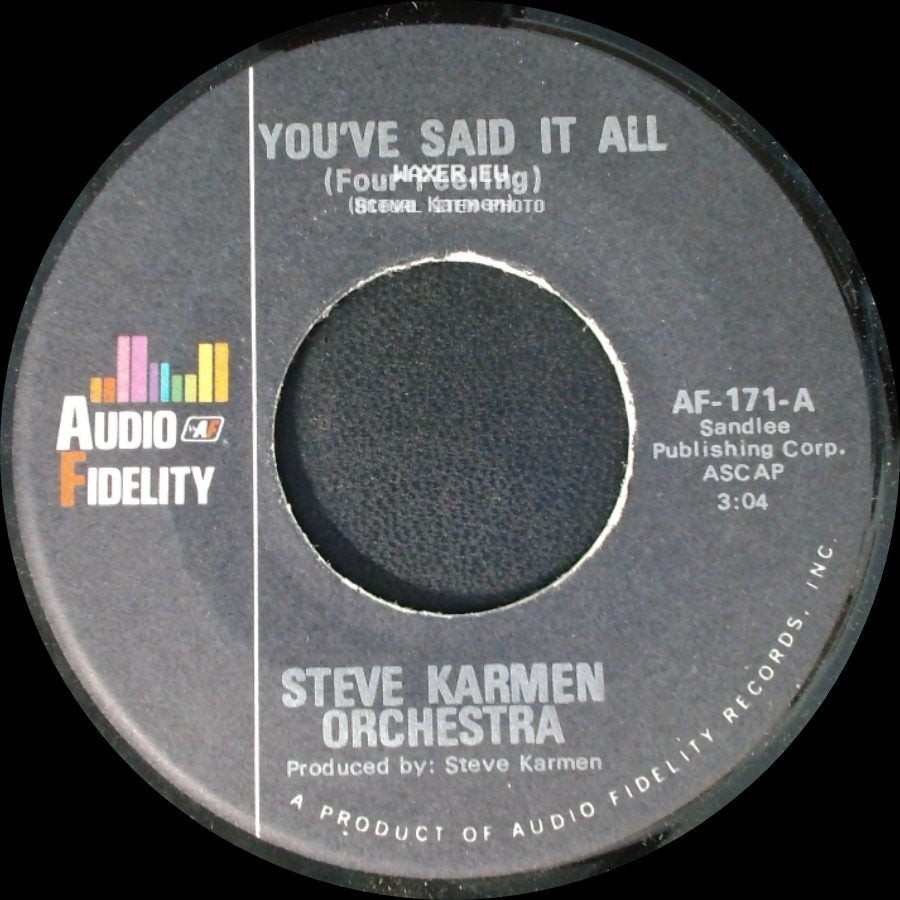 Steve Karmen Orchestra - You've Said It All (Four Feeling) / You've Said It All (Tuba Version) side A
