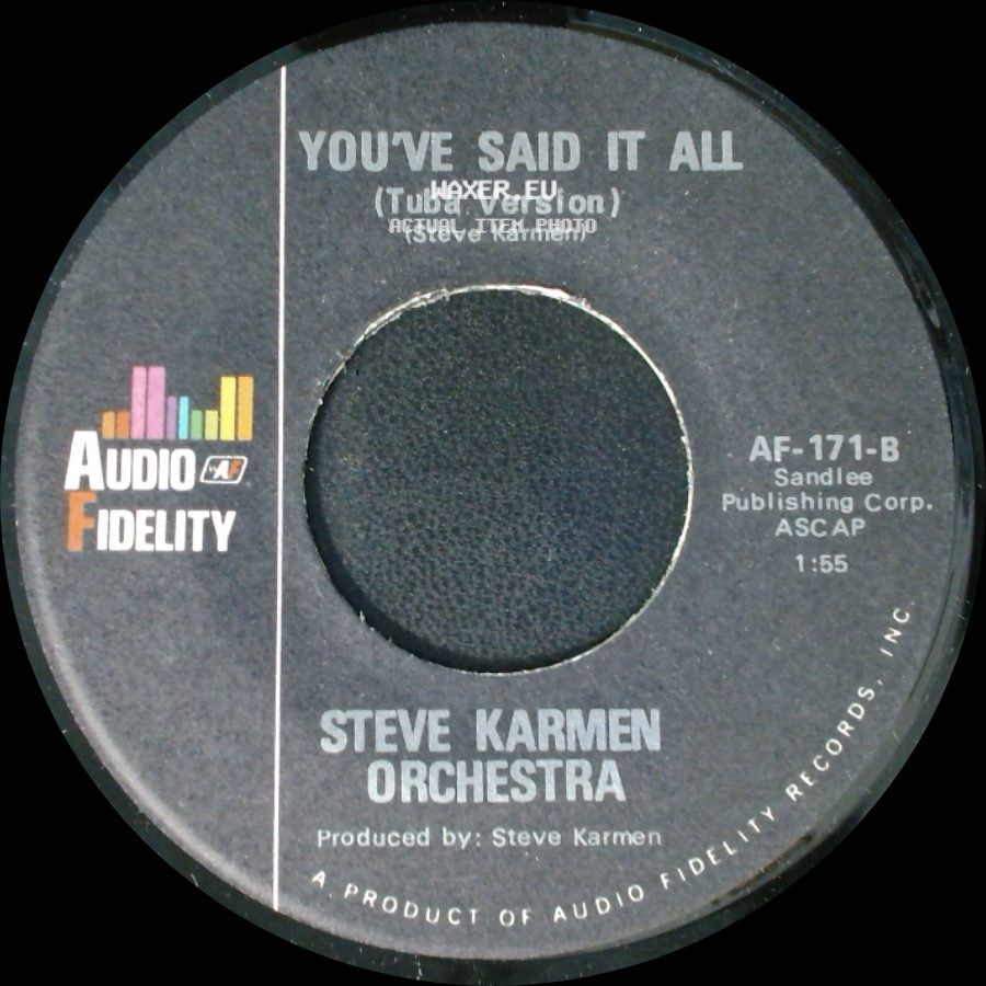 Steve Karmen Orchestra - You've Said It All (Four Feeling) / You've Said It All (Tuba Version) side B