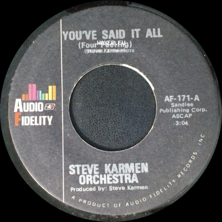 Steve Karmen Orchestra - You've Said It All (Four Feeling) / You've Said It All (Tuba Version) side A