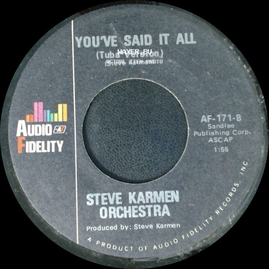 Steve Karmen Orchestra - You've Said It All (Four Feeling) / You've Said It All (Tuba Version) side B