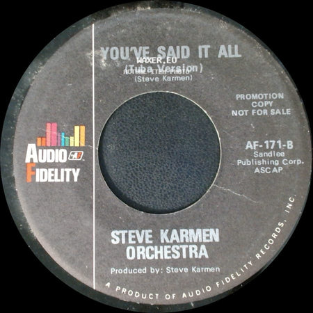 Steve Karmen Orchestra - You've Said It All (Tuba Version) / You've Said It All (Four Feeling) side A