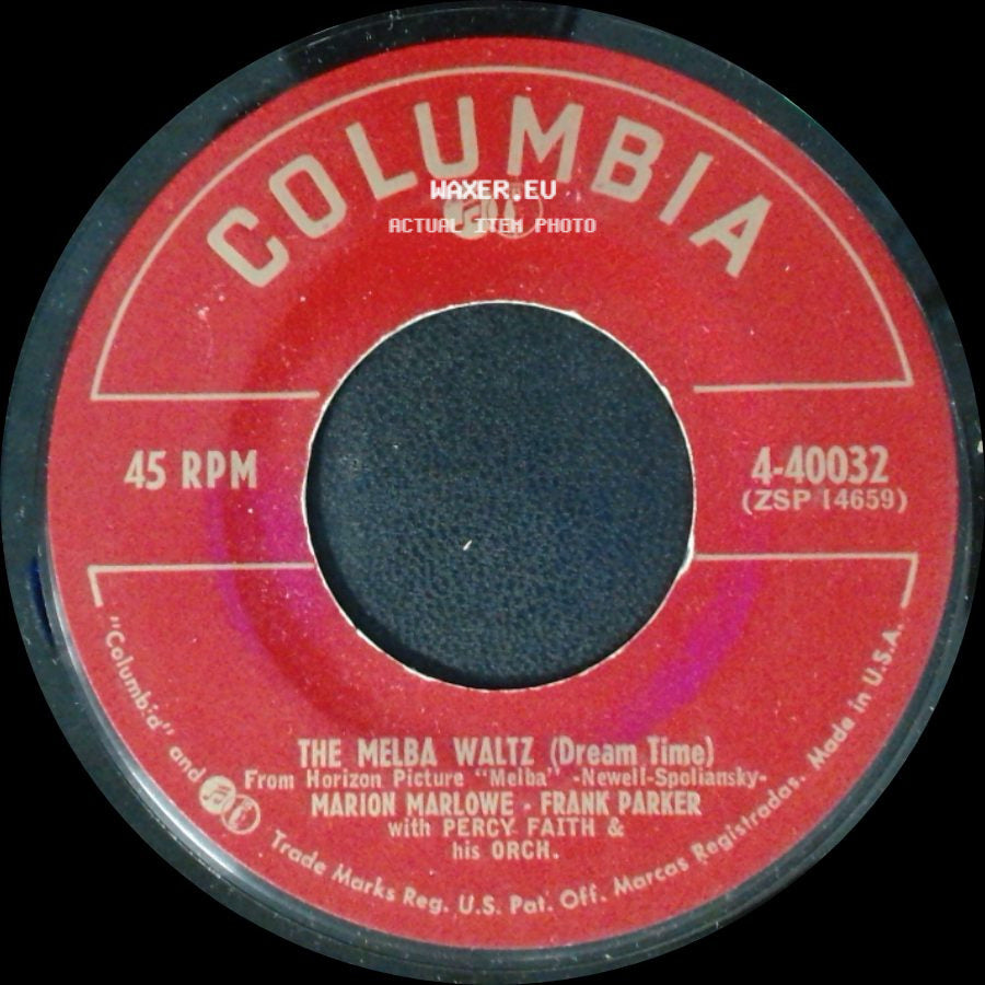Marion Marlowe - Frank Parker With Percy Faith & His Orch. / Frank Parker - Marion Marlowe With Percy Faith & His Orch. - The Melba Waltz (Dream Time) / An Old Fashioned Picture side A