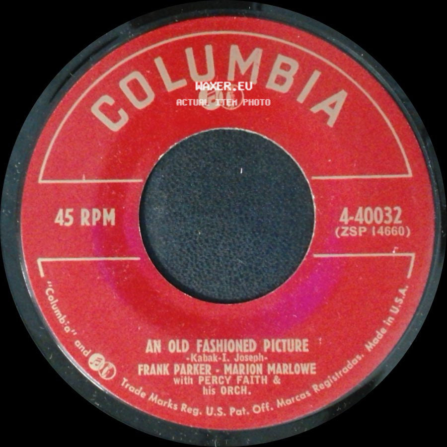 Marion Marlowe - Frank Parker With Percy Faith & His Orch. / Frank Parker - Marion Marlowe With Percy Faith & His Orch. - The Melba Waltz (Dream Time) / An Old Fashioned Picture side B
