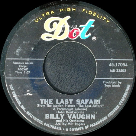 Billy Vaughn And His Orchestra / Billy Vaughn - The Last Safari / Kind Hearts Of Kyoto side A