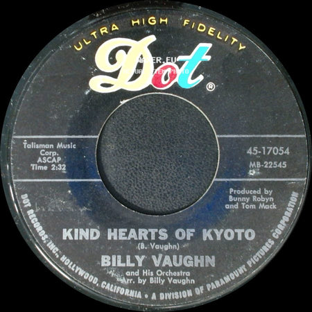 Billy Vaughn And His Orchestra / Billy Vaughn - The Last Safari / Kind Hearts Of Kyoto side B