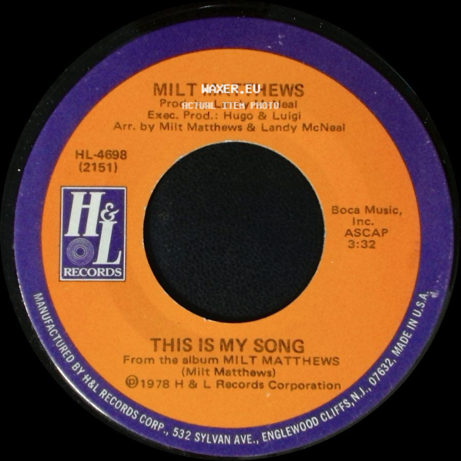 Milt Matthews - Stop That Train / This Is My Song side B