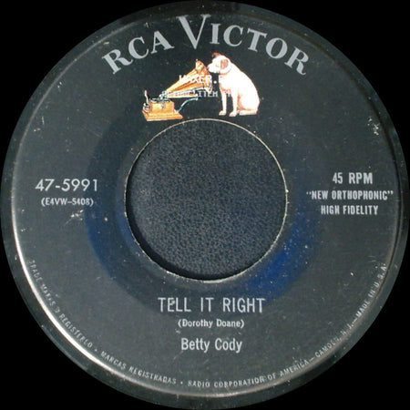 Betty Cody - Tell It Right / Butterfly Heart side A