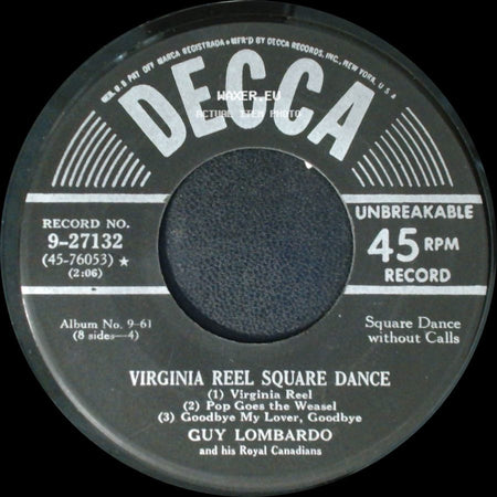 Guy Lombardo And His Royal Canadians - Ida Red Square Dance / Virginia Reel Square Dance side B