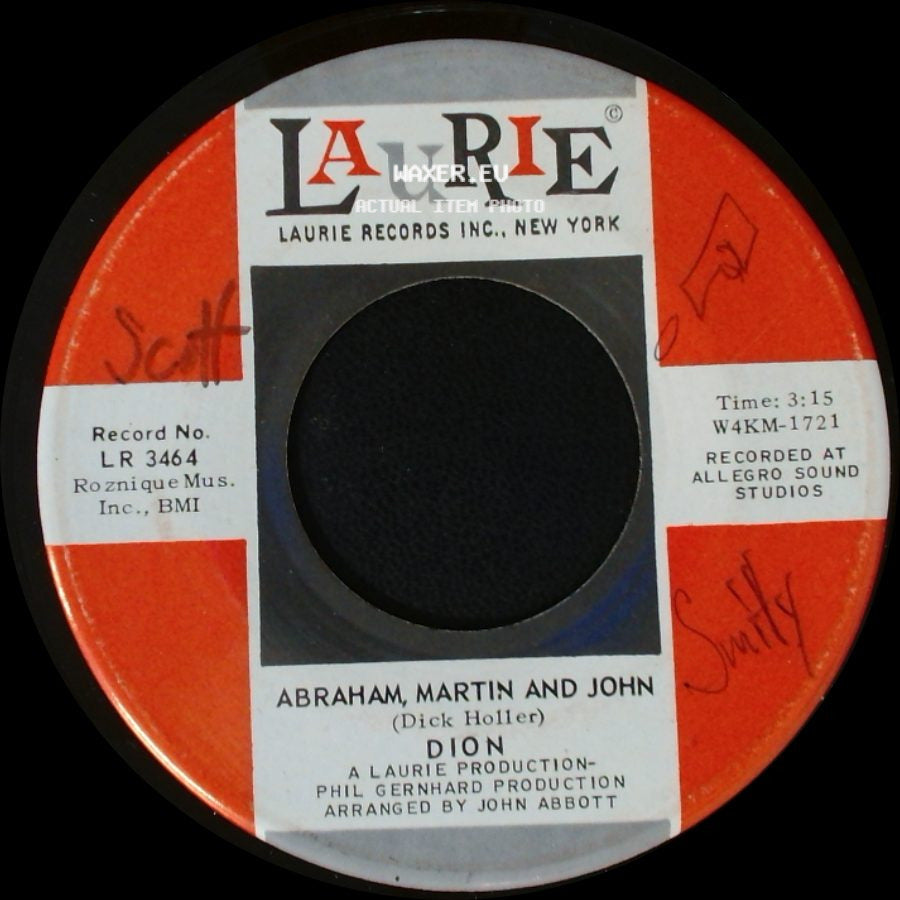 Dion - Abraham, Martin And John / Daddy Rollin' (In Your Arms) side A