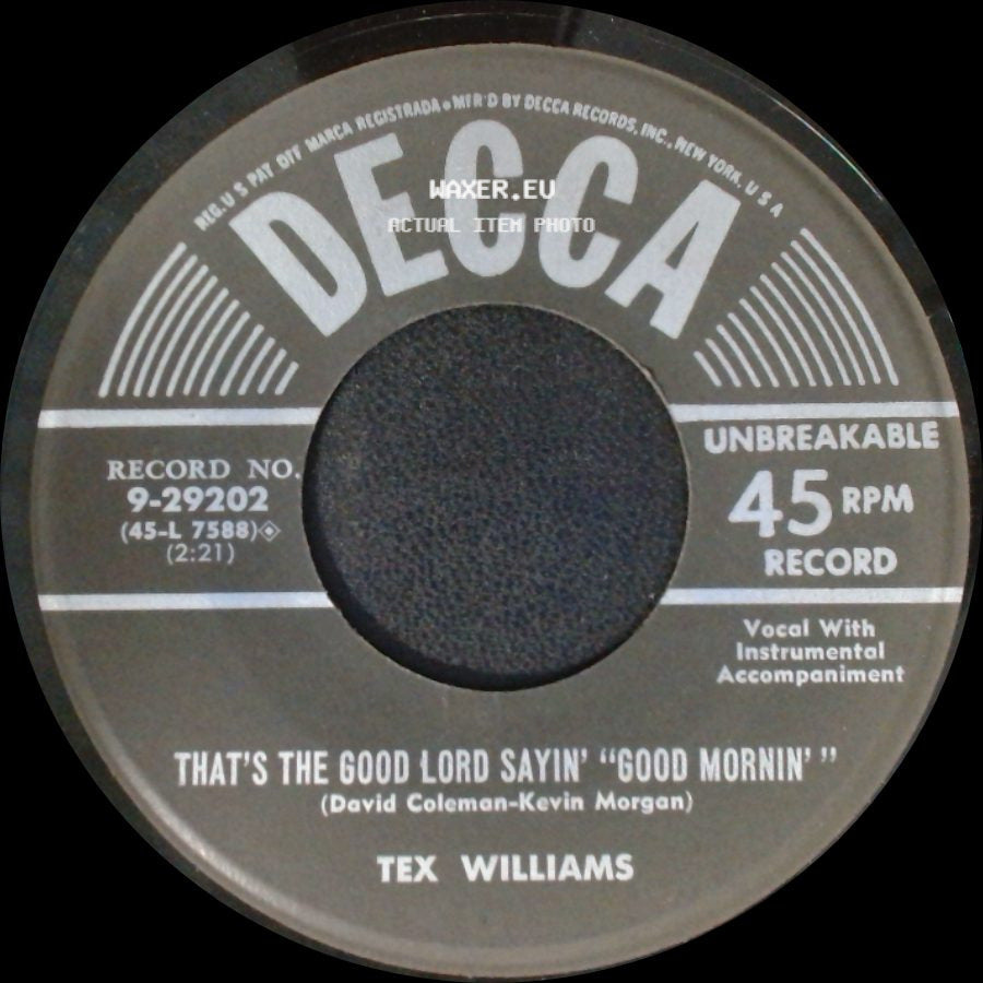 Tex Williams - They Were Doing The Mambo / That's The Good Lord Sayin' "Good Mornin'" side B