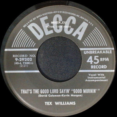 Tex Williams - They Were Doing The Mambo / That's The Good Lord Sayin' "Good Mornin'" side B