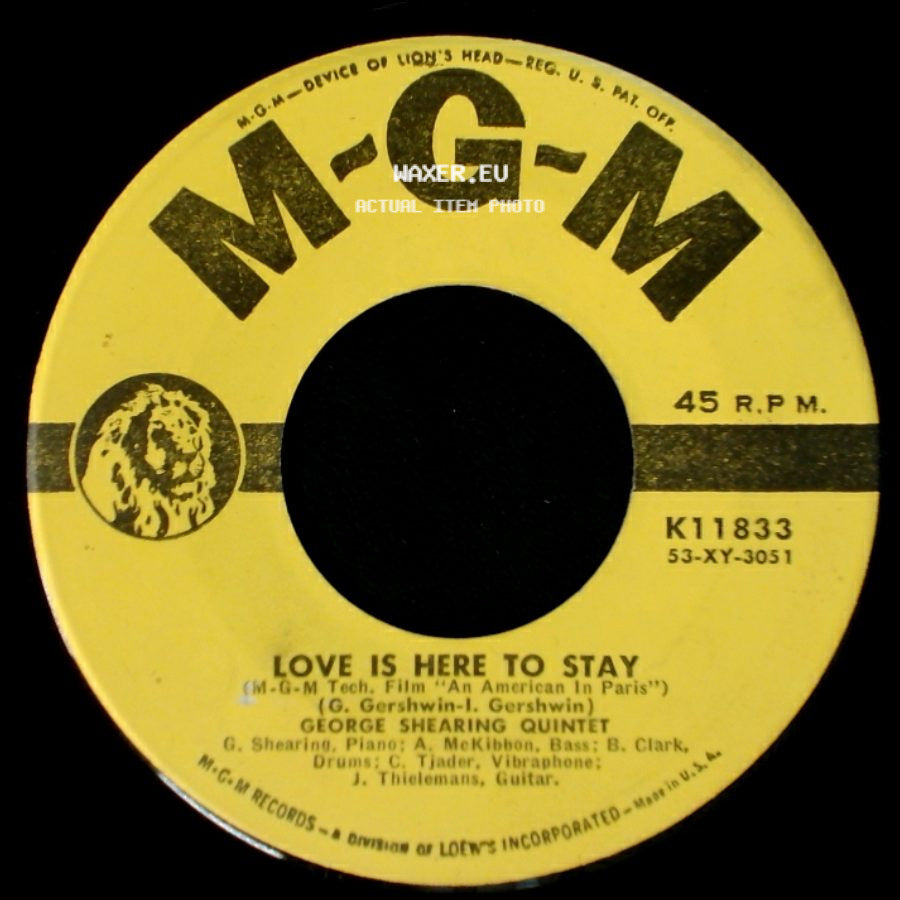 George Shearing Quintet - Love Is Here To Stay / Lullaby Of Birdland side A