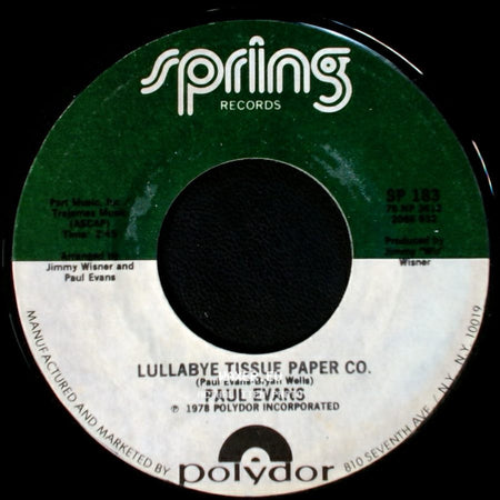 Paul Evans - Lullabye Tissue Paper Co. / Hello, This Is Joannie (The Telephone Answering Machine Song) side A