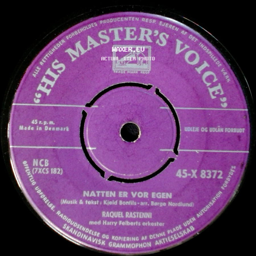 Raquel Rastenni - Natten Er Vor Egen / Min Fætter På Als (Sommerens Vals) side A