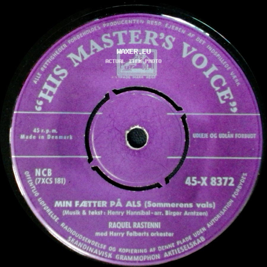 Raquel Rastenni - Natten Er Vor Egen / Min Fætter På Als (Sommerens Vals) side B