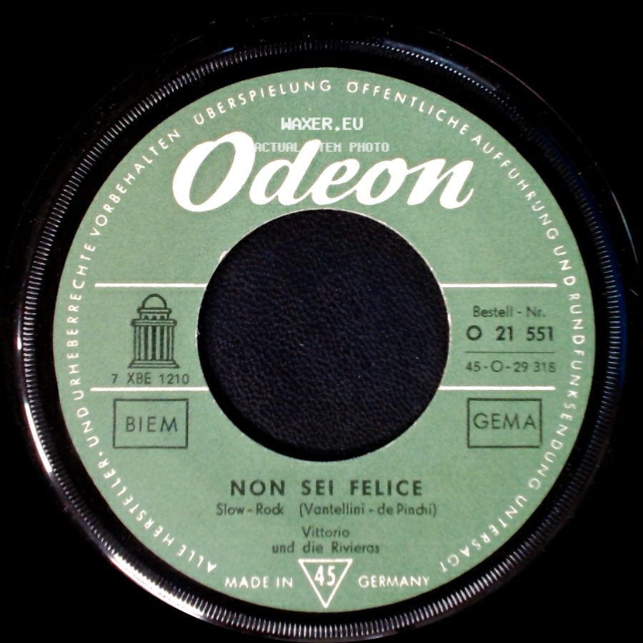 Vittorio Und Die Rivieras - Tintarella Di Luna / Non Sei Felice side B